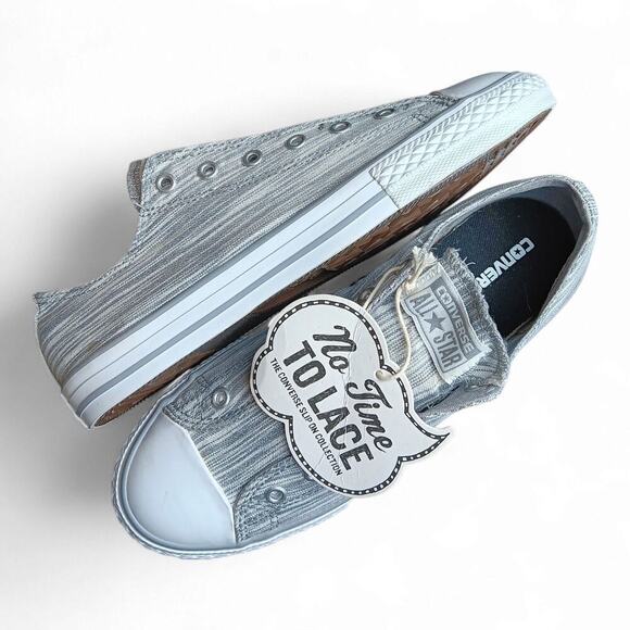 Converse Chuck Taylor All Star Slip On Low Grey & White Metallic Canvas Thread - Picture 6 of 10